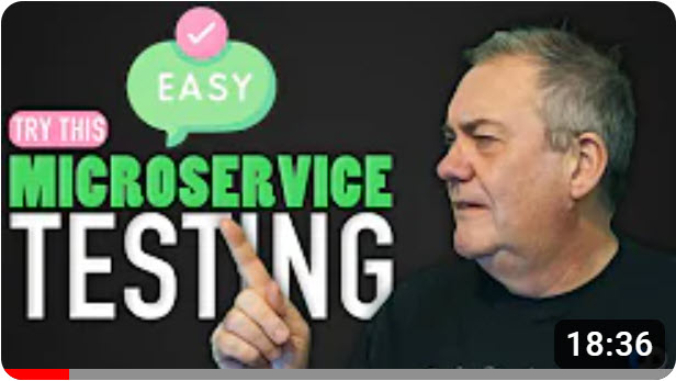 A man is pointing to the Specmatic tool for easy microservice testing, featured on Dave Farley's Continuous Delivery channel.